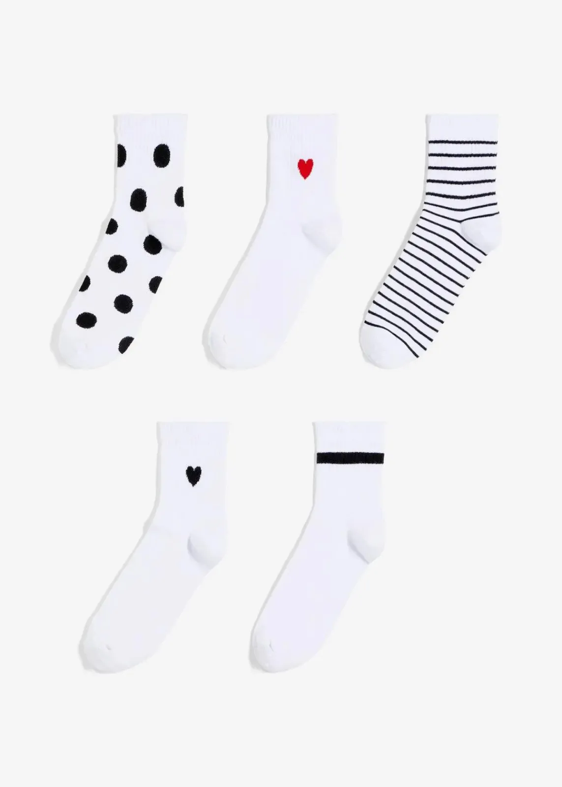 bonprix Nachhaltigere Materialien|Socken & Strumpfhosen^Kurze Tennissocken mit Bio-Baumwolle (5er Pack) schwarz/weiß gemustert