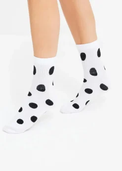 bonprix Nachhaltigere Materialien|Socken & Strumpfhosen^Kurze Tennissocken mit Bio-Baumwolle (5er Pack) schwarz/weiß gemustert