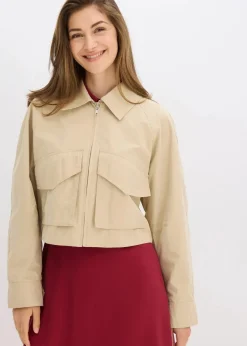 bonprix Bekleidung·Hosen|Jacken & Mäntel^Kurze Trenchjacke grünbeige