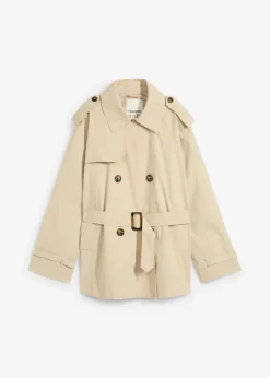bonprix Bekleidung·Hosen|Jacken & Mäntel^Kurze Trenchjacke rauchkhaki