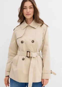 bonprix Bekleidung·Hosen|Jacken & Mäntel^Kurze Trenchjacke rauchkhaki