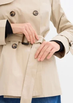 bonprix Bekleidung·Hosen|Jacken & Mäntel^Kurze Trenchjacke rauchkhaki