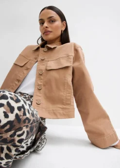 bonprix Bekleidung·Hosen|Jacken & Mäntel^Kurze Twill-Jacke camel