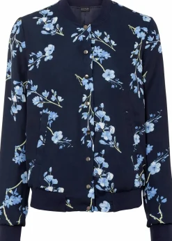 bonprix Jacken & Mäntel|Nachhaltigere Materialien^kurzer Blouson dunkelblau/hellblau geblümt