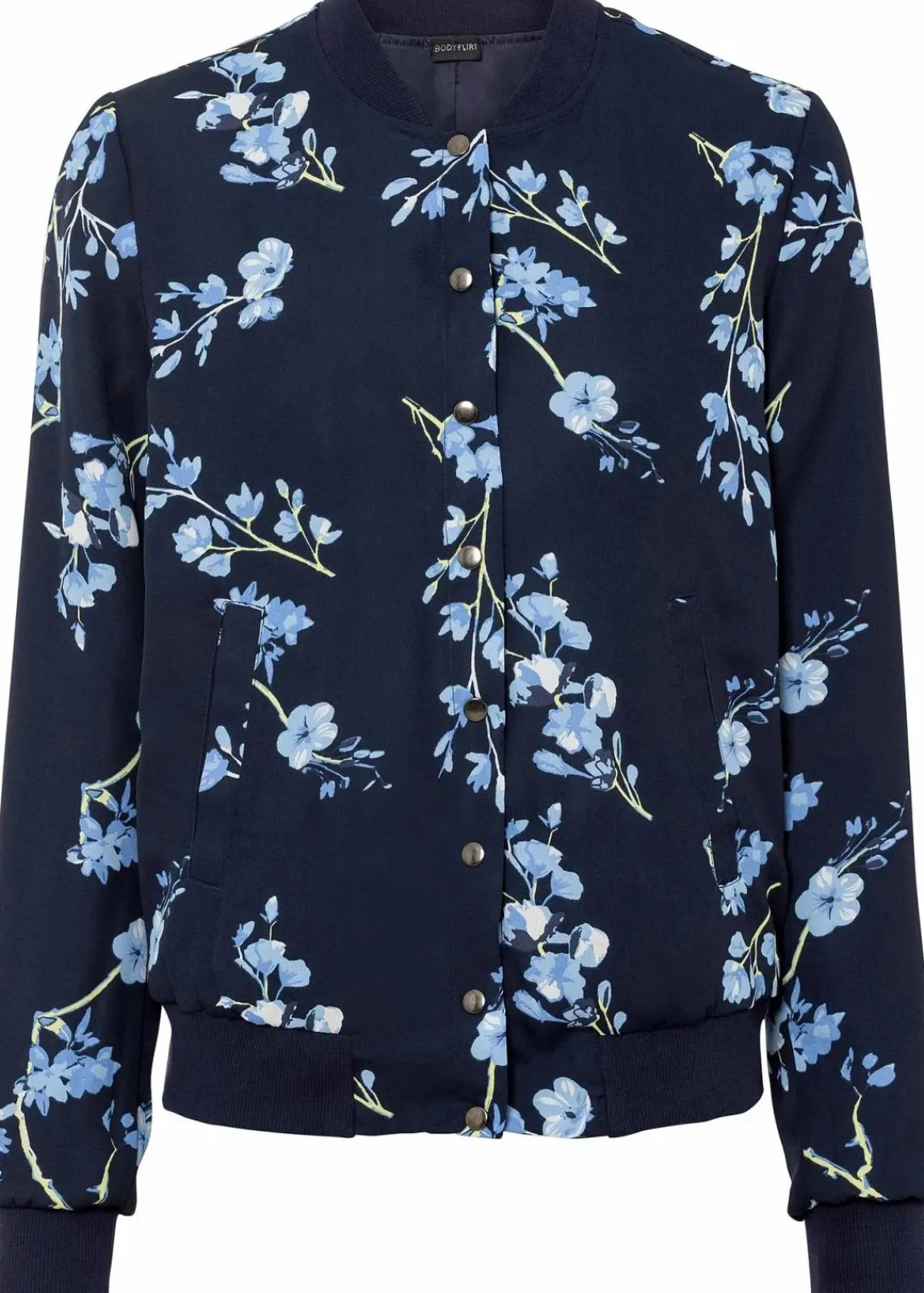 bonprix Jacken & Mäntel|Nachhaltigere Materialien^kurzer Blouson dunkelblau/hellblau geblümt
