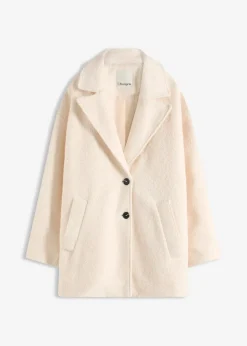 bonprix Bekleidung·Hosen|Jacken & Mäntel^Kurzer Bouclé-Mantel, oversized creme