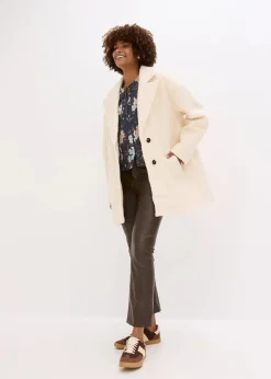 bonprix Bekleidung·Hosen|Jacken & Mäntel^Kurzer Bouclé-Mantel, oversized creme