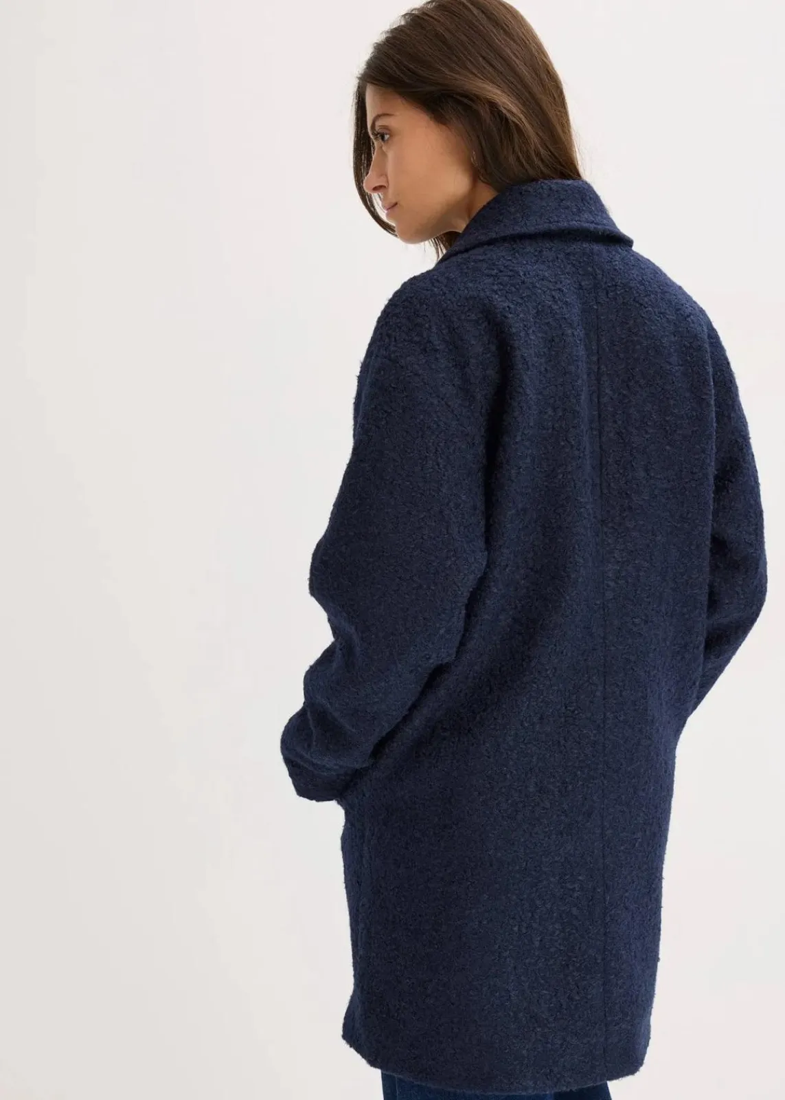 bonprix Jacken & Mäntel|Bekleidung·Hosen^Kurzer Bouclé-Mantel, oversized dunkelblau
