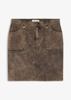 bonprix Nachhaltigere Materialien|Röcke^Kurzer Cordrock in Washed-Optik dunkelbraun