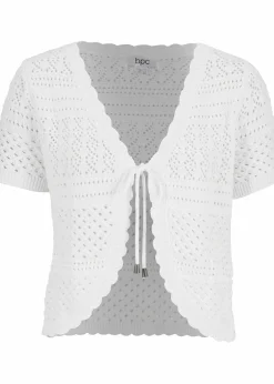 bonprix Jacken & Mäntel|Strickmode^Kurzer Häkelbolero weiß