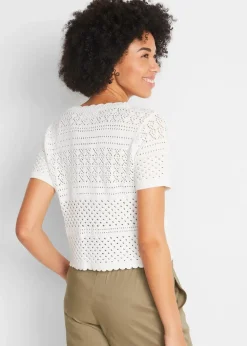 bonprix Jacken & Mäntel|Strickmode^Kurzer Häkelbolero weiß