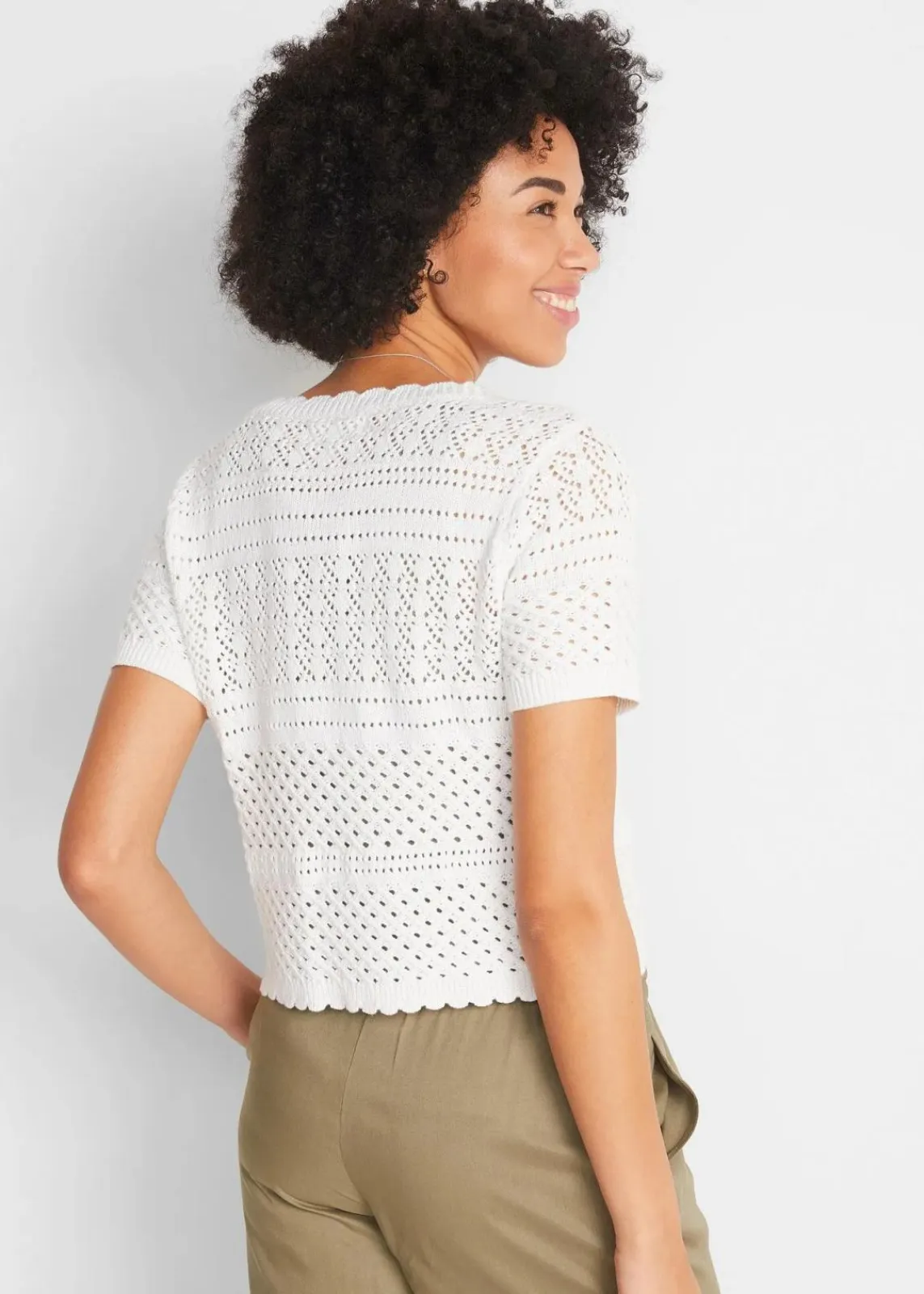bonprix Jacken & Mäntel|Strickmode^Kurzer Häkelbolero weiß