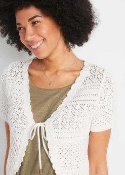bonprix Jacken & Mäntel|Strickmode^Kurzer Häkelbolero weiß
