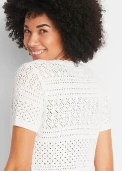 bonprix Jacken & Mäntel|Strickmode^Kurzer Häkelbolero weiß