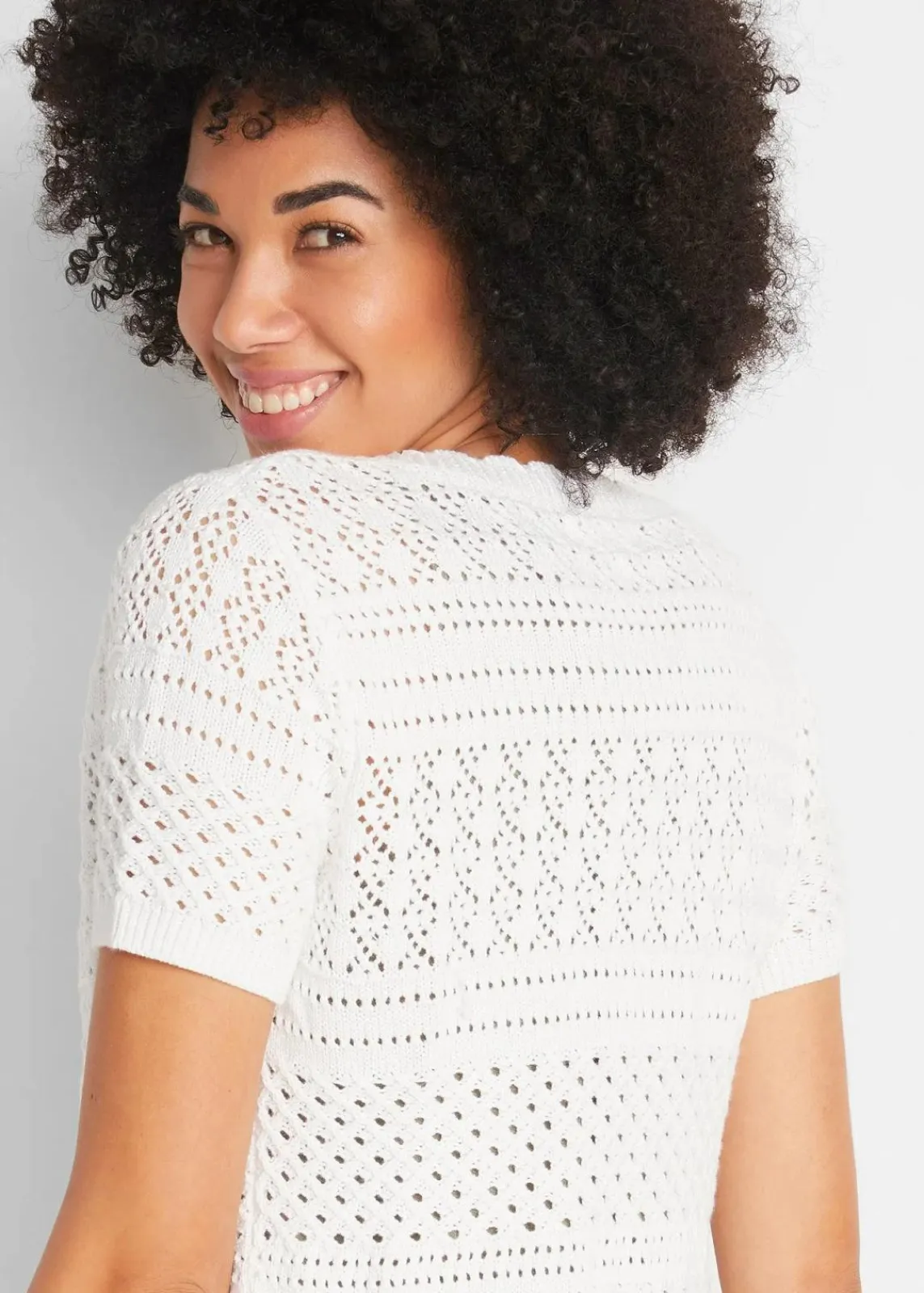 bonprix Jacken & Mäntel|Strickmode^Kurzer Häkelbolero weiß