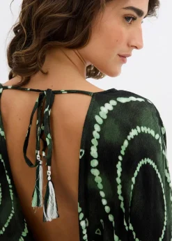 bonprix Bekleidung·Homewear|Jumpsuits^Kurzer Jumpsuit aus fließender Viskose petrol/weiß bedruckt