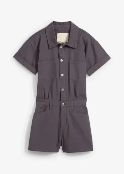 bonprix Jumpsuits^Kurzer Overall aus reiner Baumwolle schiefergrau washed