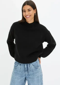 bonprix Bekleidung·Umstandsmode|Strickmode^Kurzer Pullover schwarz