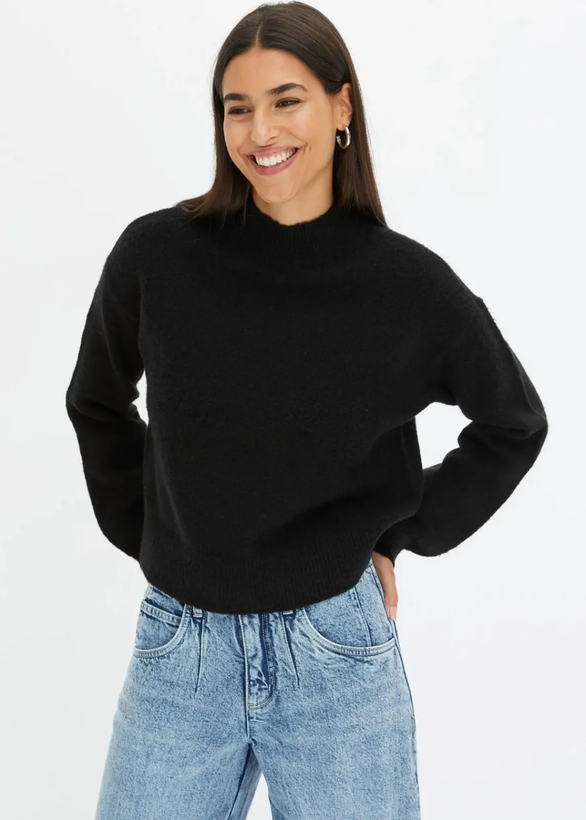 bonprix Bekleidung·Umstandsmode|Strickmode^Kurzer Pullover schwarz
