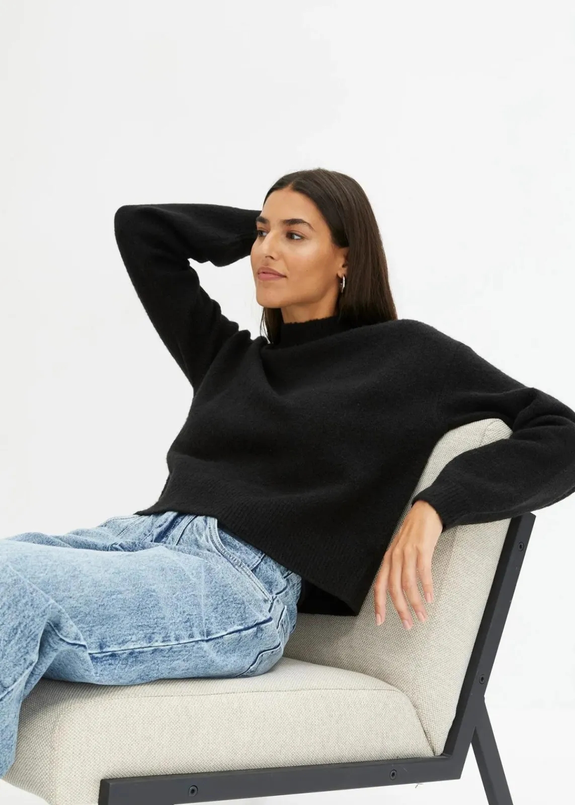 bonprix Bekleidung·Umstandsmode|Strickmode^Kurzer Pullover schwarz