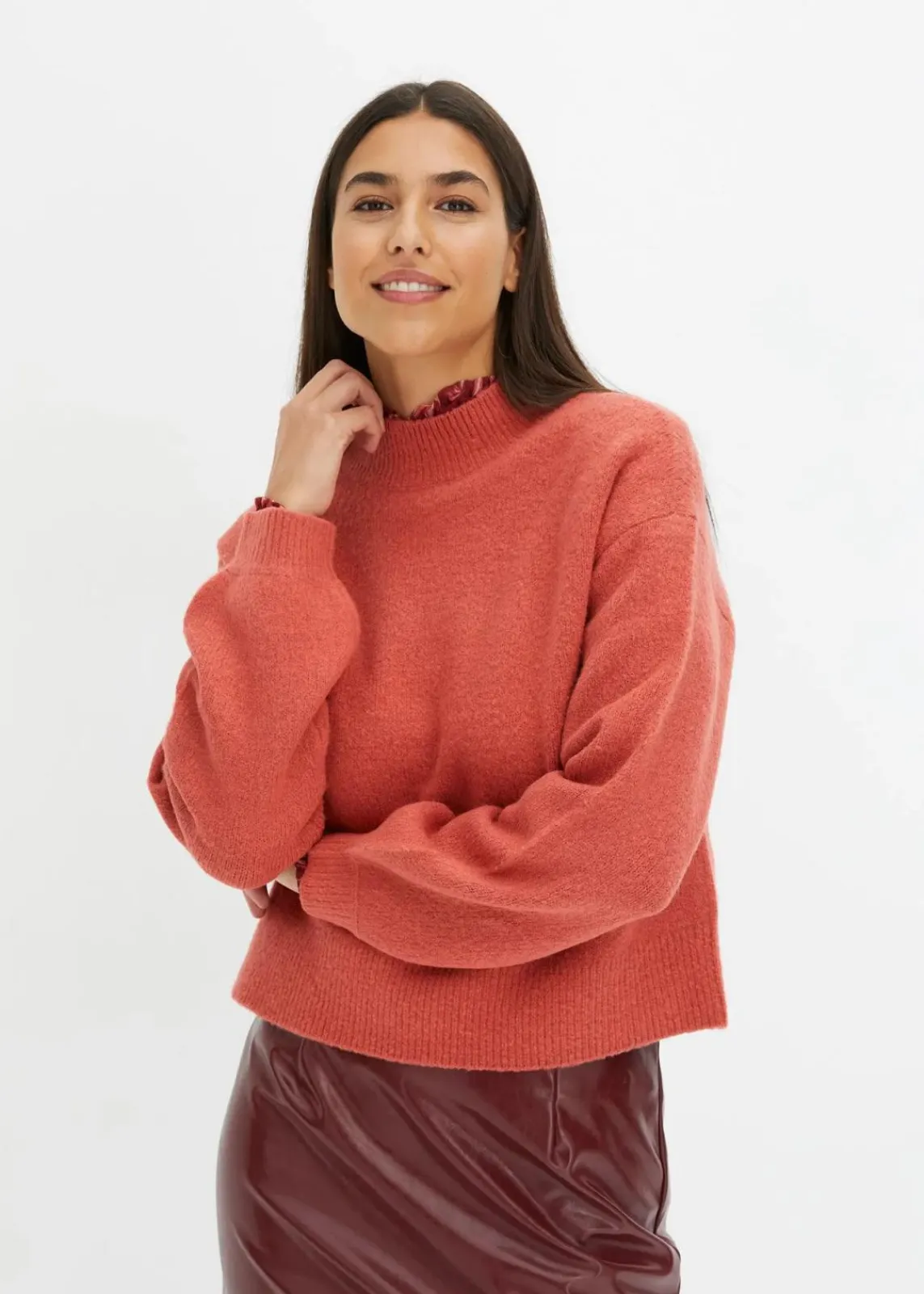 bonprix Pullover & Strickjacken|Bekleidung·Jeans^Kurzer Pullover rhabarber