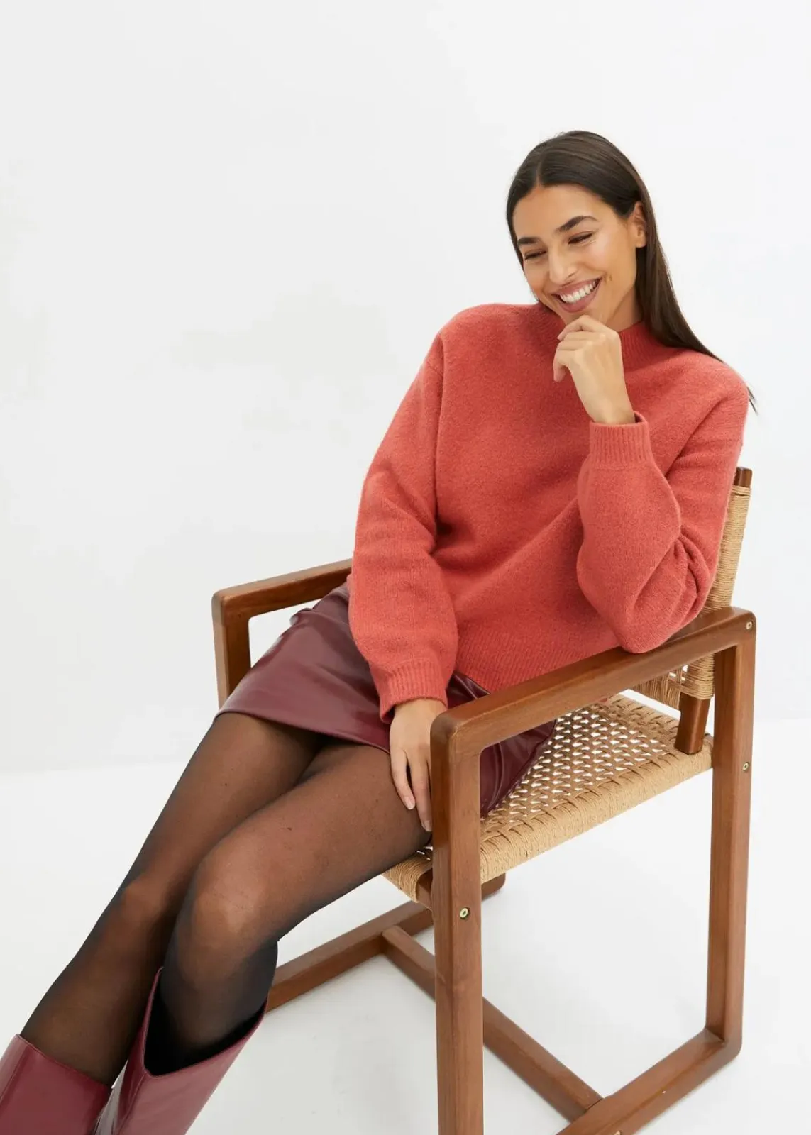 bonprix Pullover & Strickjacken|Bekleidung·Jeans^Kurzer Pullover rhabarber