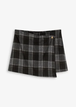 bonprix Hosen|Shorts^Kurzer Skort mit Schmuck-Knopf grau kariert