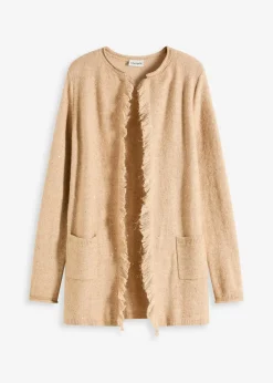 bonprix Bekleidung·Umstandsmode|Bekleidung·Jeans^Kurzer Strickmantel mit Pailetten und Glanzgarn latte macchiato/metallic gold