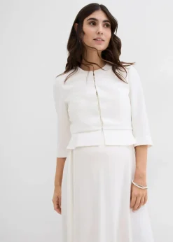 bonprix Bekleidung·Blazer|Umstandsmode^Kurzer Umstandsblazer aus Satin wollweiß