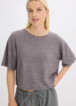 bonprix Shirts & Tops|Zweiteiler & Sets^Kurzes Boxy-Shirt schiefergrau meliert