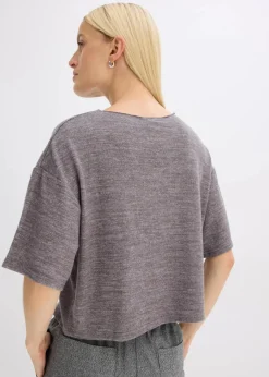 bonprix Shirts & Tops|Zweiteiler & Sets^Kurzes Boxy-Shirt schiefergrau meliert