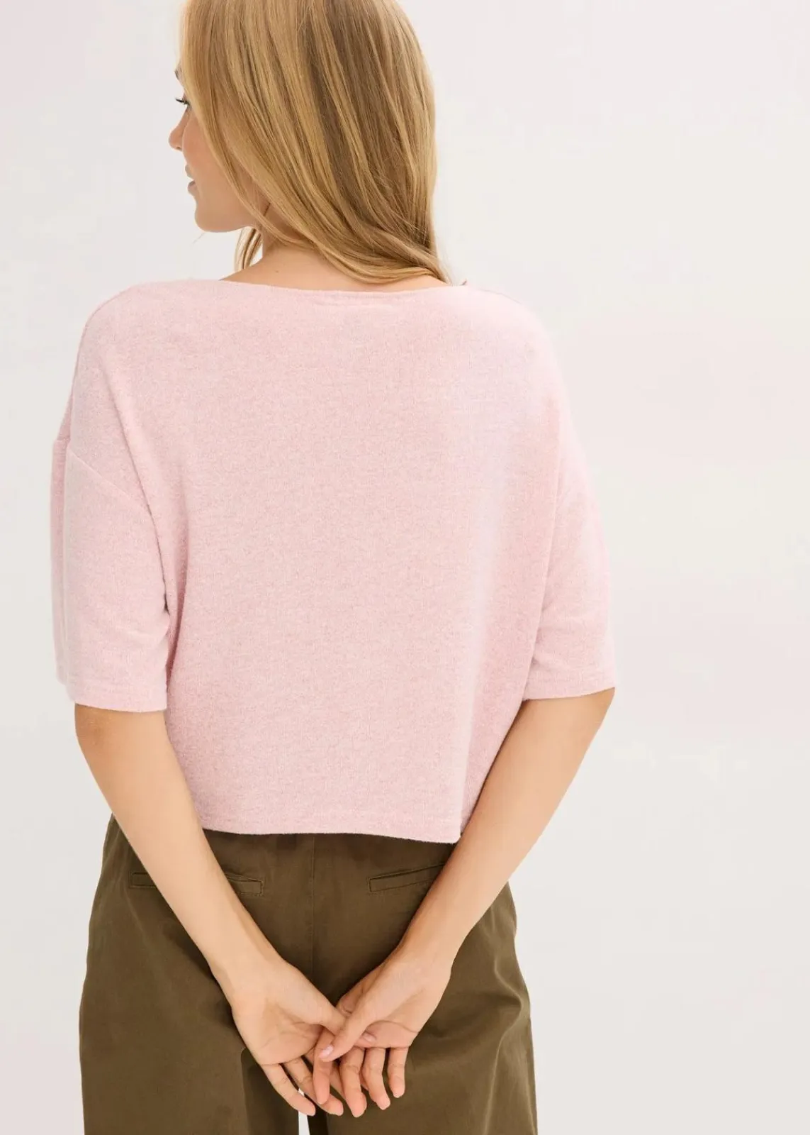 bonprix Zweiteiler & Sets|Shirts & Tops^Kurzes Boxy-Shirt aschrosa meliert