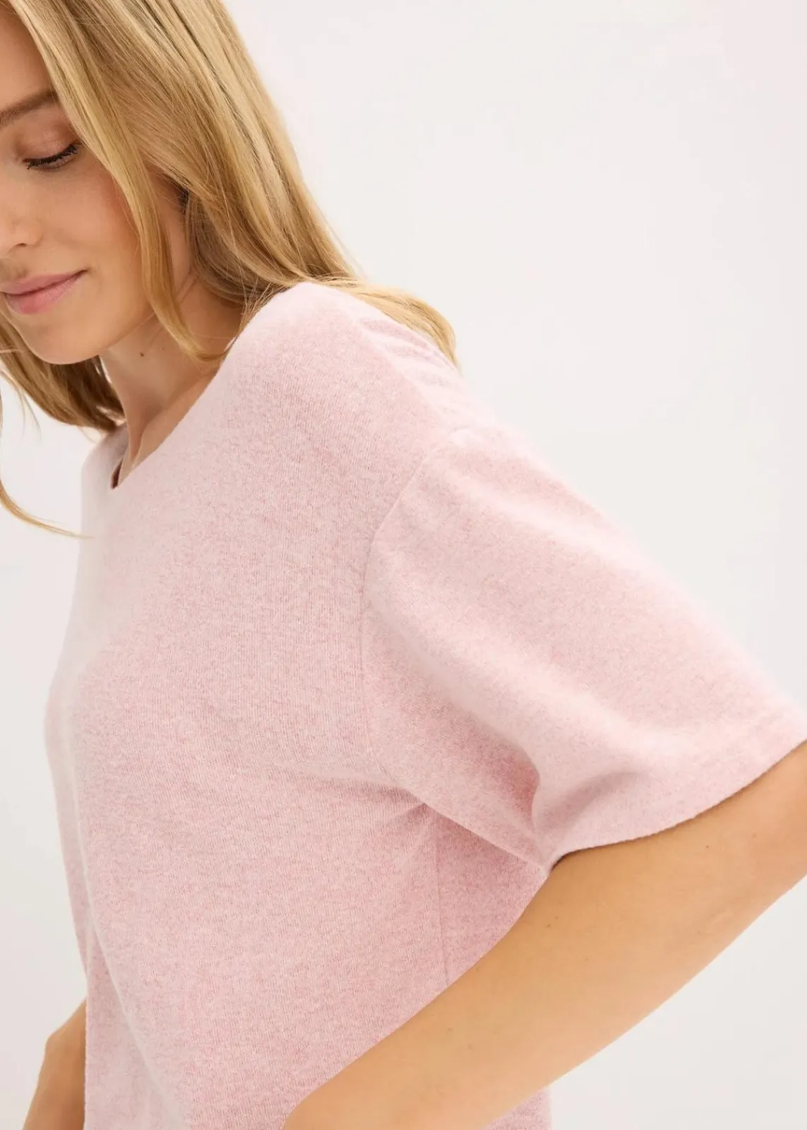 bonprix Zweiteiler & Sets|Shirts & Tops^Kurzes Boxy-Shirt aschrosa meliert