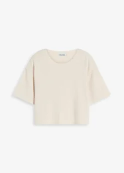 bonprix Shirts & Tops|Zweiteiler & Sets^Kurzes Boxy-Shirt kieselbeige meliert