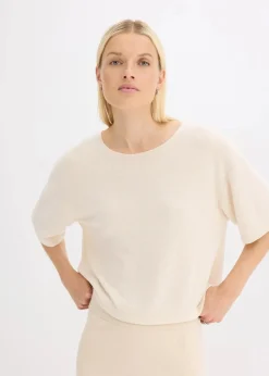 bonprix Shirts & Tops|Zweiteiler & Sets^Kurzes Boxy-Shirt kieselbeige meliert