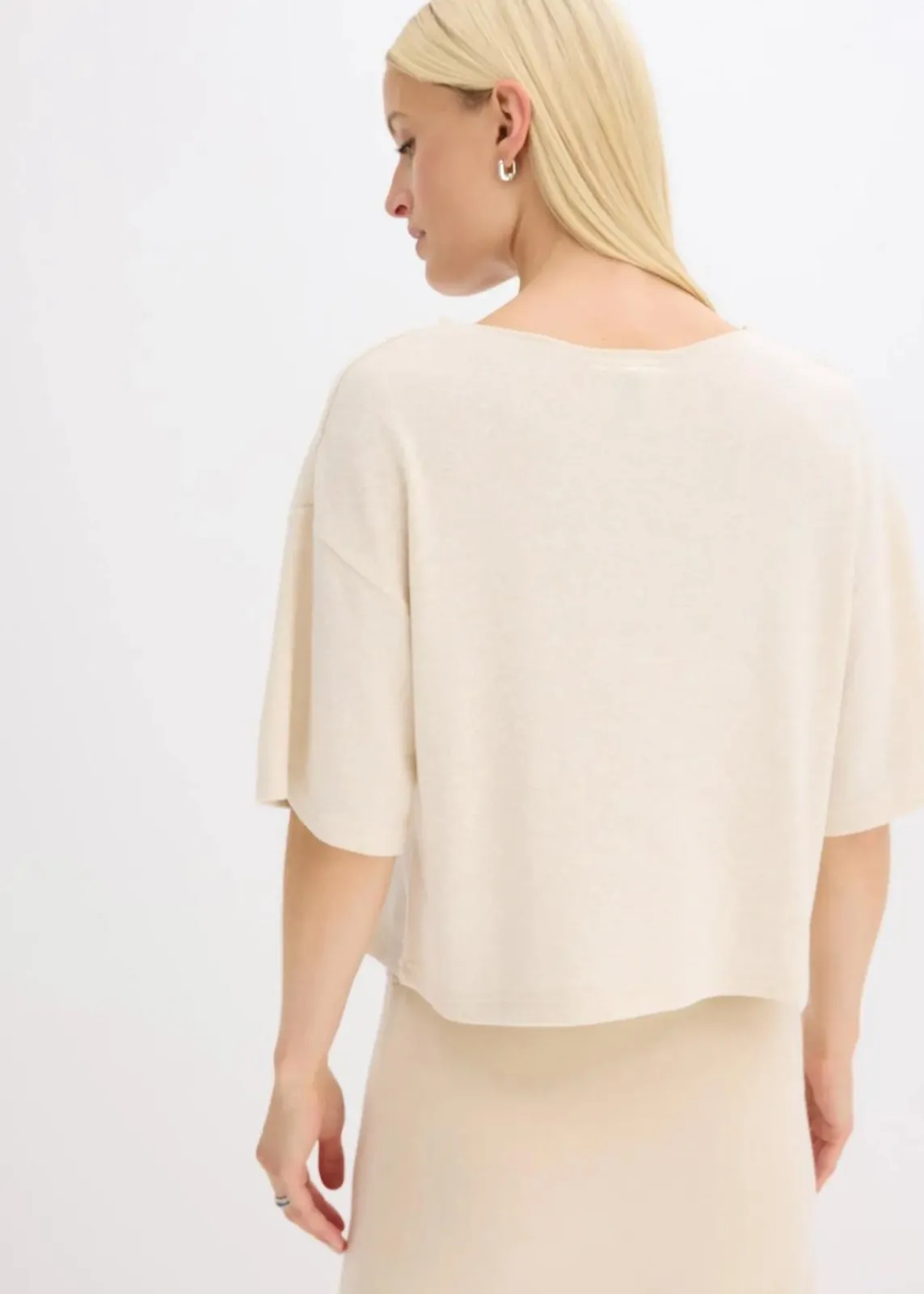 bonprix Shirts & Tops|Zweiteiler & Sets^Kurzes Boxy-Shirt kieselbeige meliert