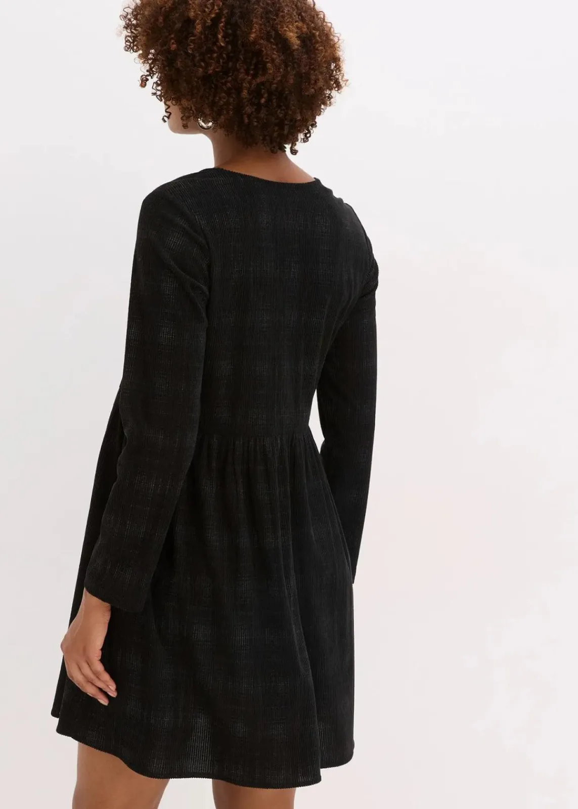 bonprix Kleider^Kurzes Cord-Kleid mit Karomuster schwarz bedruckt
