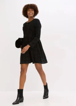 bonprix Kleider^Kurzes Cord-Kleid mit Karomuster schwarz bedruckt