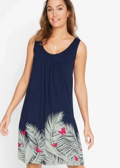 bonprix Kleider^Kurzes Jerseykleid ohne Arm dunkelblau floral