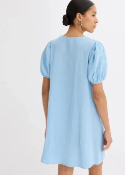 bonprix Kleider|Bekleidung·Pullover & Strickjacken^Kurzes Kleid aus Musselin hellblau