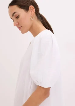 bonprix Bekleidung·Pullover & Strickjacken|Kleider^Kurzes Kleid aus Musselin weiß
