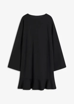 bonprix Bekleidung·Pullover & Strickjacken|Kleider^Kurzes Kleid mit Volant aus Punto di Roma schwarz