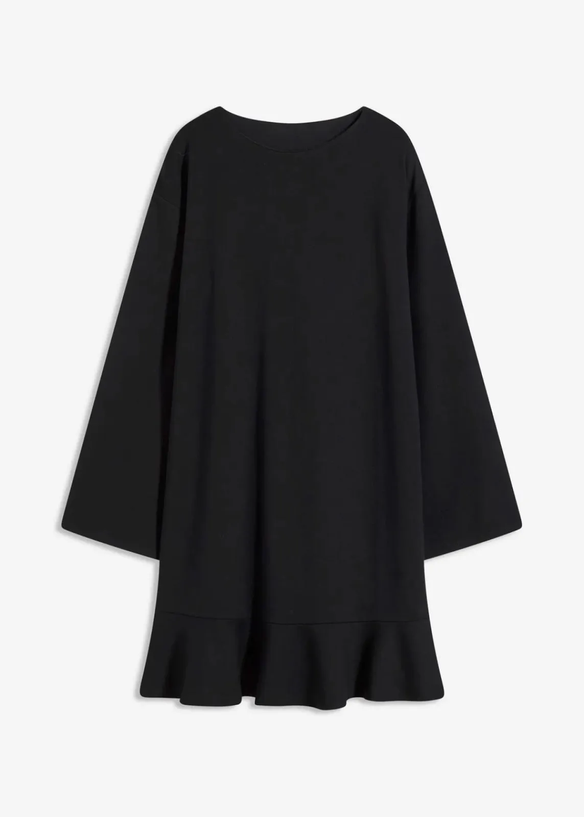 bonprix Bekleidung·Pullover & Strickjacken|Kleider^Kurzes Kleid mit Volant aus Punto di Roma schwarz