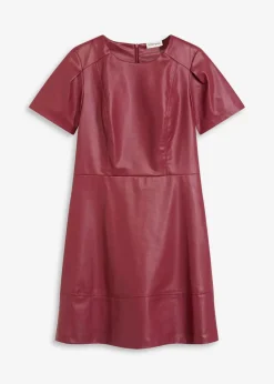 bonprix Kleider|Nachhaltigere Materialien^Kurzes Lederimitat-Kleid bordeaux