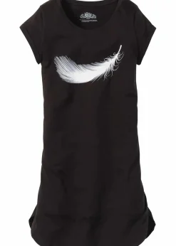 bonprix Nachhaltigere Materialien|Nachtwäsche^Kurzes Nachthemd aus reiner Bio-Baumwolle schwarz bedruckt
