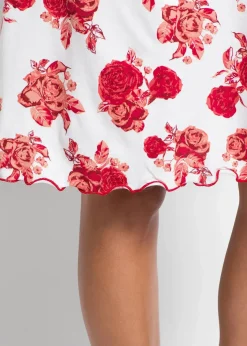 bonprix Wäsche·Nachtwäsche|Nachhaltigere Materialien^Kurzes Nachthemd aus softem Viskose-Mix weiß/ rot geblümt