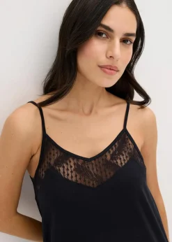bonprix Nachtwäsche|Nachhaltigere Materialien^Kurzes Nachthemd aus softem Modal-Mix schwarz