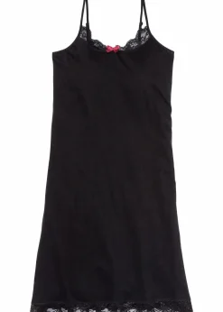 bonprix Wäsche·Basics|Wäsche·Nachtwäsche^Kurzes Nachthemd mit zarter Spitze schwarz