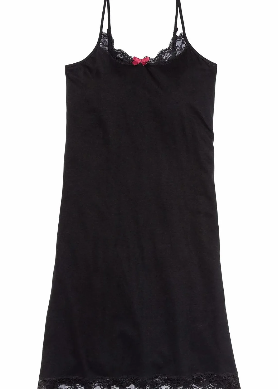 bonprix Wäsche·Basics|Wäsche·Nachtwäsche^Kurzes Nachthemd mit zarter Spitze schwarz