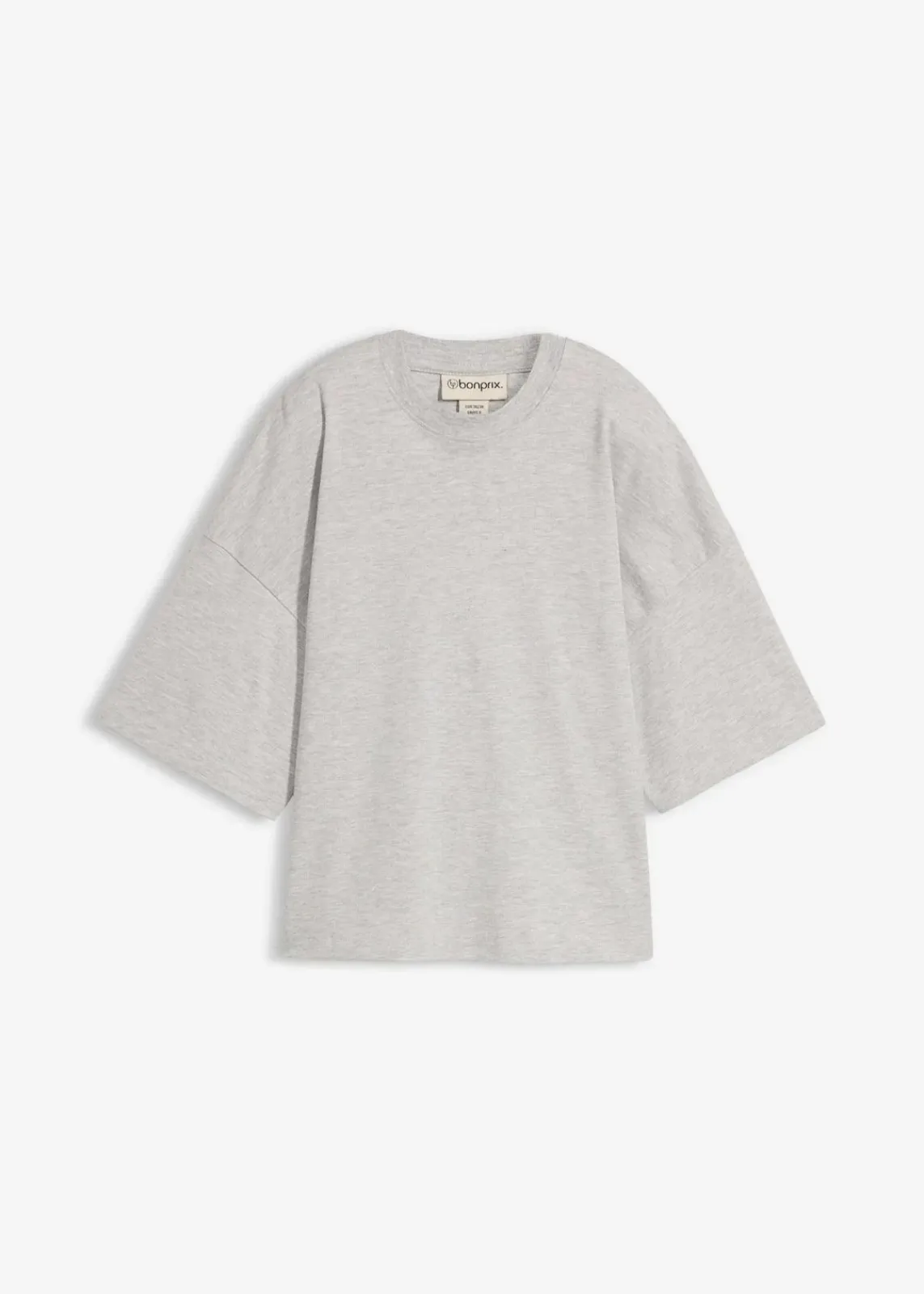 bonprix Shirts & Tops|Basics^Kurzes Oversize-Shirt aus reiner schwerer Bio-Baumwolle hellgrau meliert